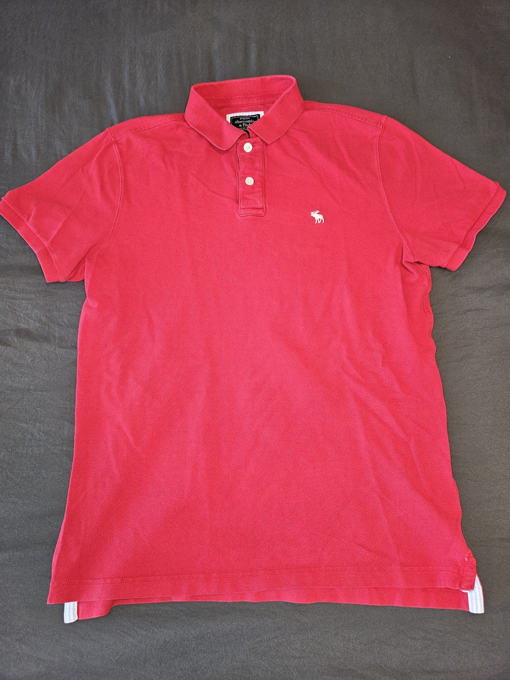 Abercrombie & Fitch Men's Bright Red Polo with Embroidered Logo